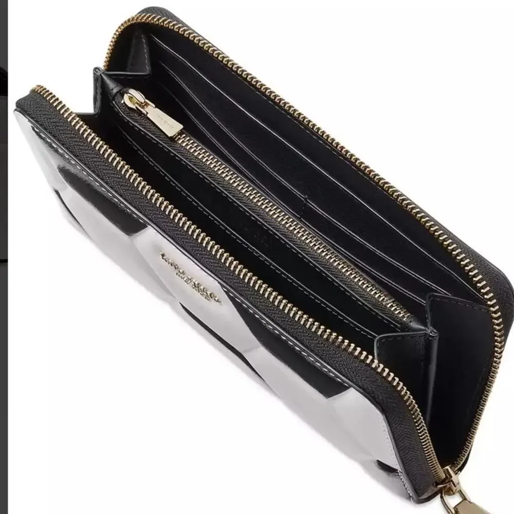 Kate Spade Kickoff Embossed Leather Zip Around Continental Wallet Soccer Ball